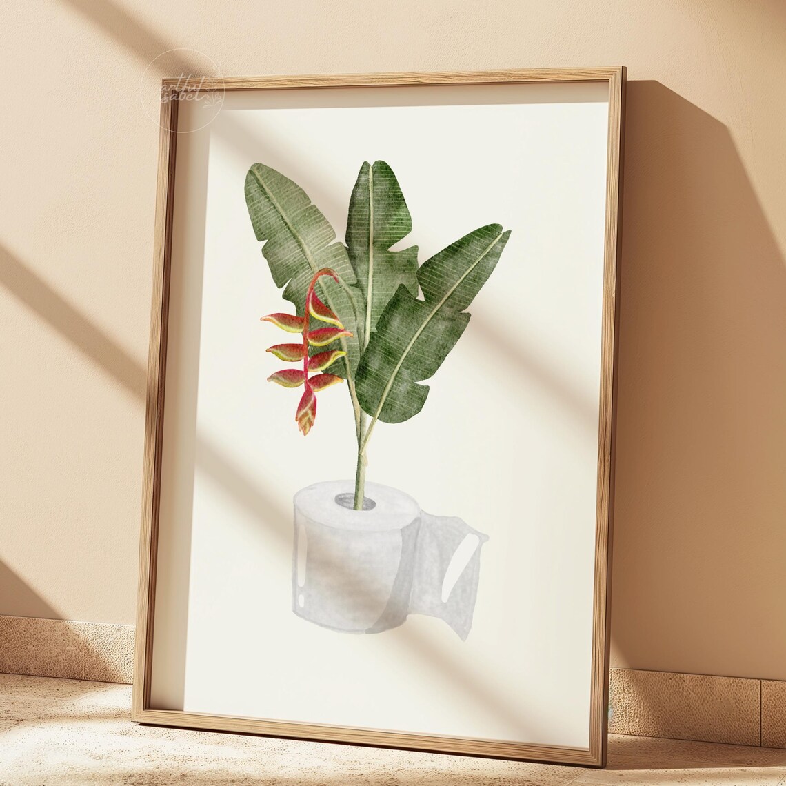 Tropical Banana Leaves Heliconia Toilet Paper Roll Vase Poster