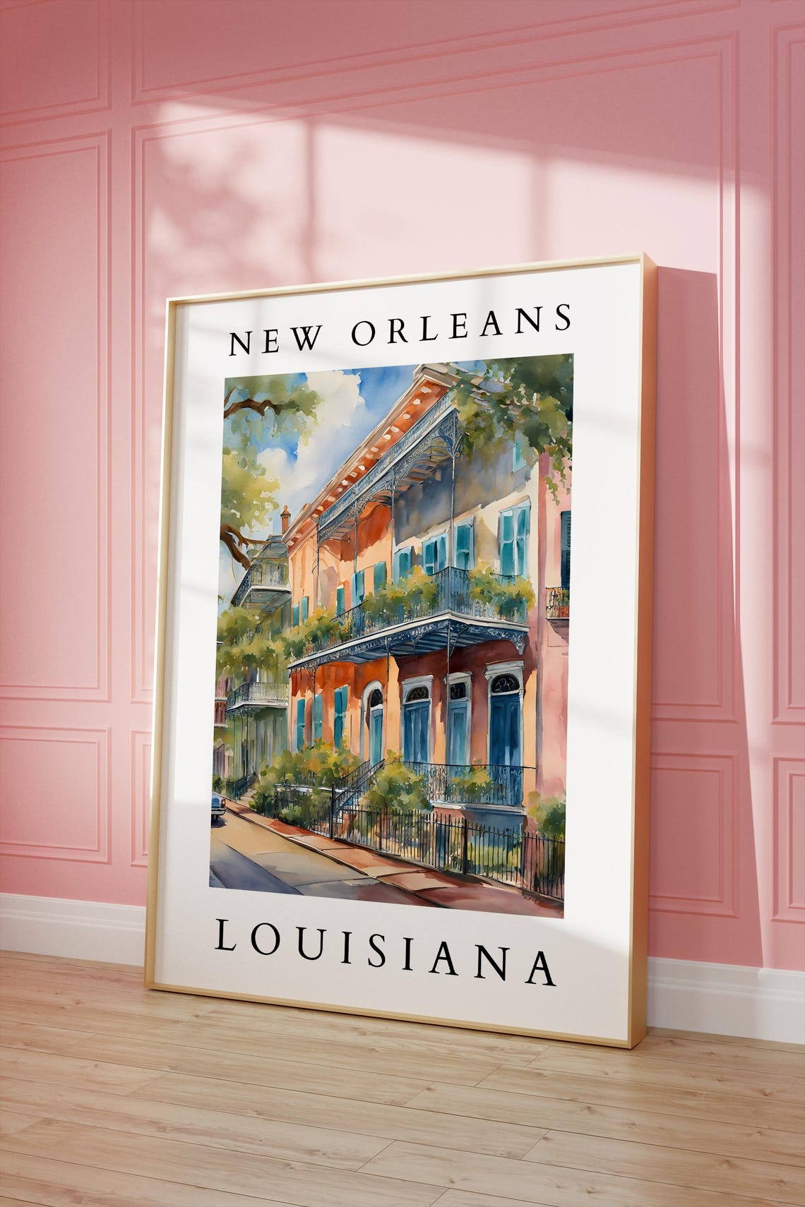 New Orleans Louisiana French Quarter Balcony Watercolor Poster