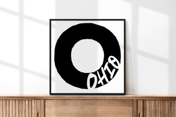 Ohio Letter O Black White Typography Poster Modern State Decor