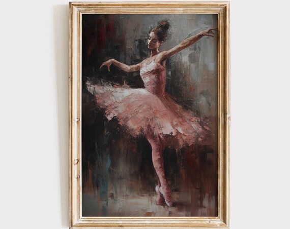 Ballerina Pink Tutu Impressionist Oil Painting Dance Wall Art Poster Print Artwork