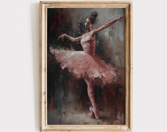Vintage Ballerina Painting Pink Tutu Art Ballet Wall Art Print