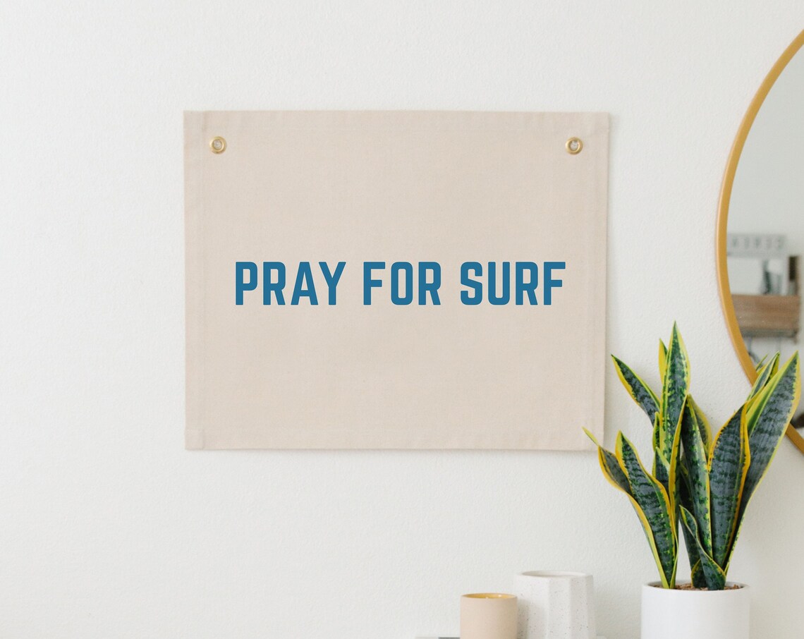 Pray For Surf Beach Nursery Wall Banner Art Print