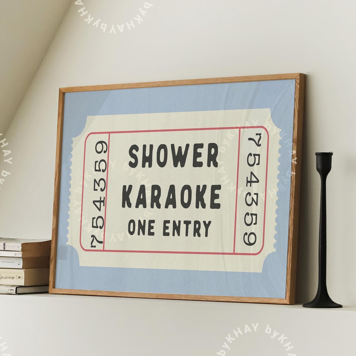 Shower Karaoke Ticket Retro Blue Aesthetic Art Print