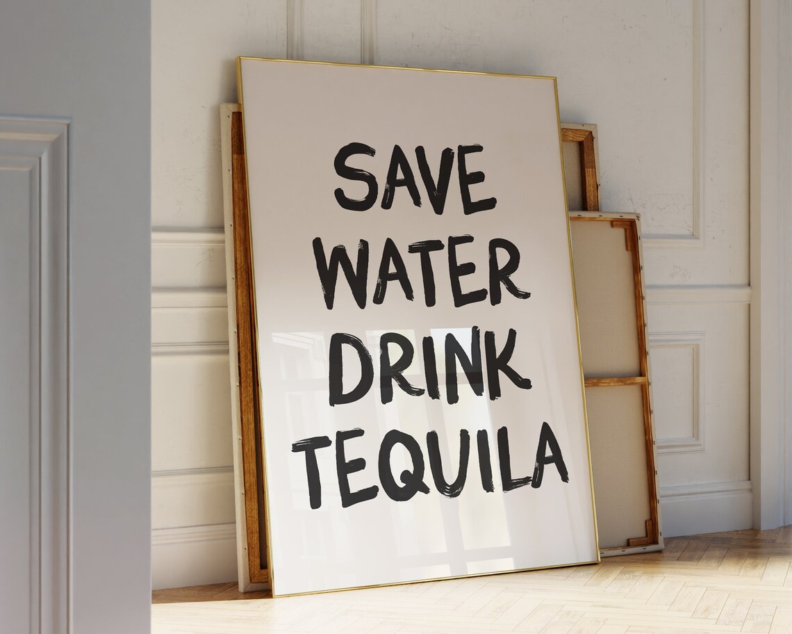 Save Water Drink Tequila Trendy Cocktail Poster - Image 2