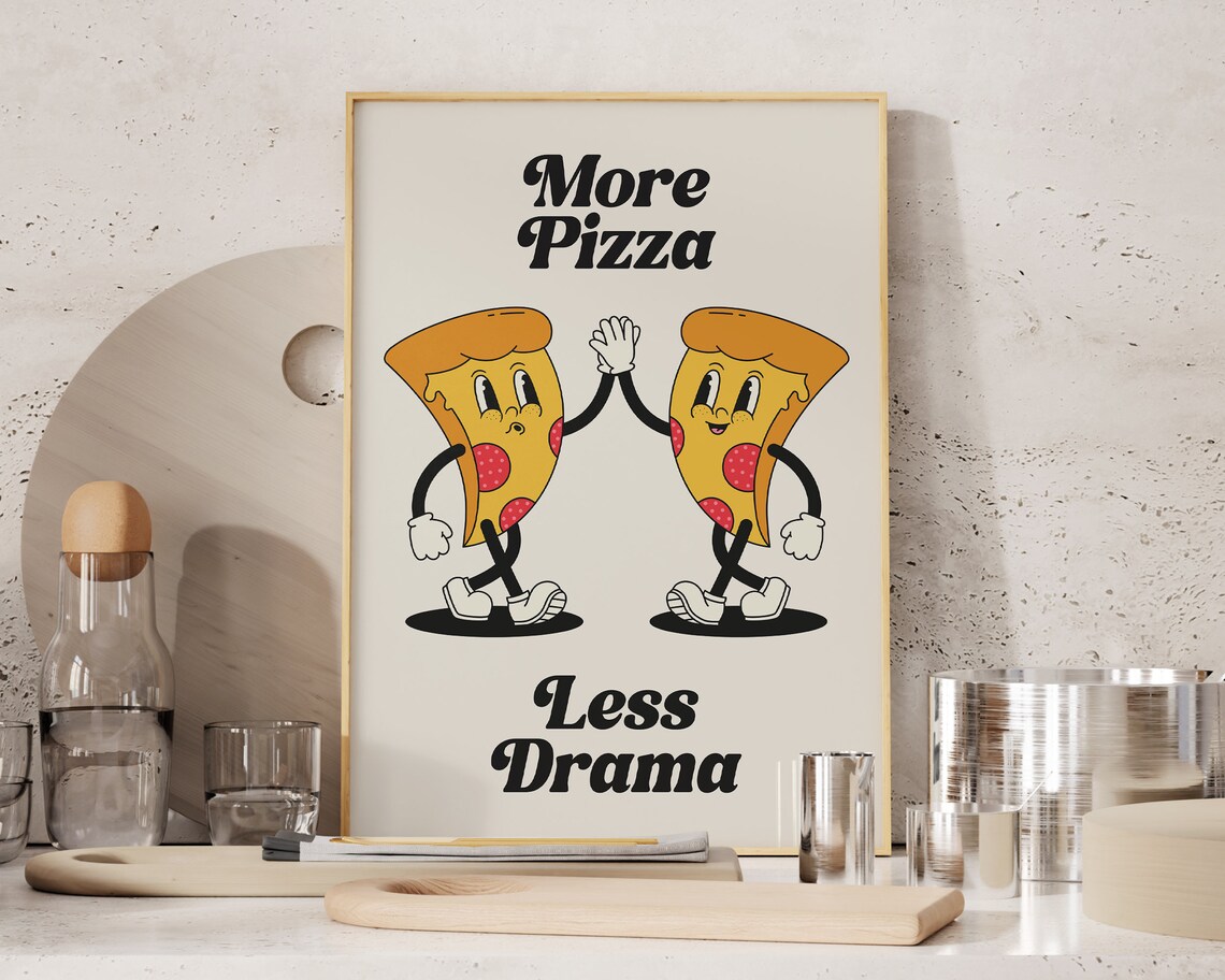 Pizza Print, Retro Kitchen Wall Art Poster - Image 2