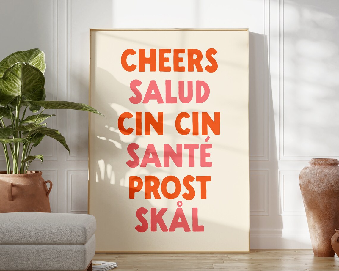 Cheers Trendy Bar Cart Kitchen Decor Art Print - Image 2