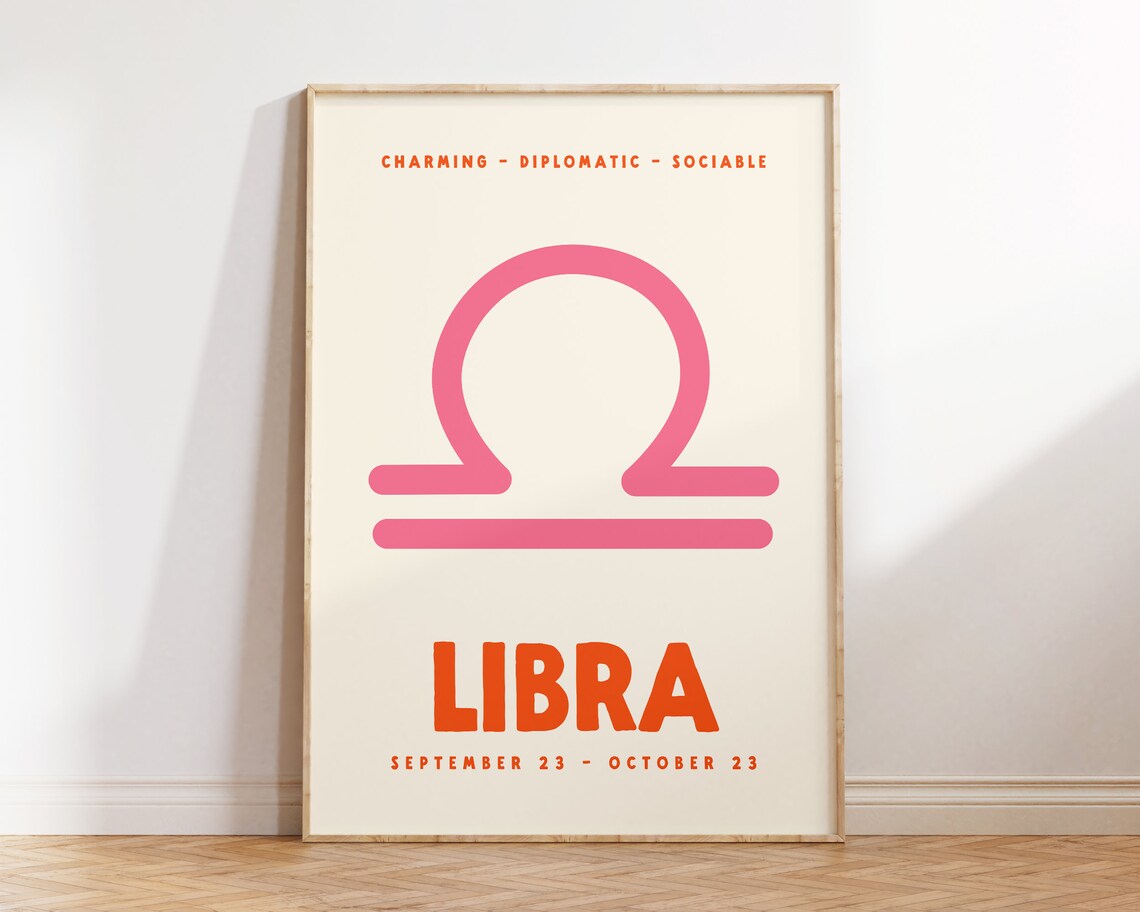 Libra Zodiac Poster Print, Preppy Wall Decor