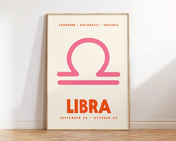 Libra Zodiac Poster Print, Preppy Wall Decor
