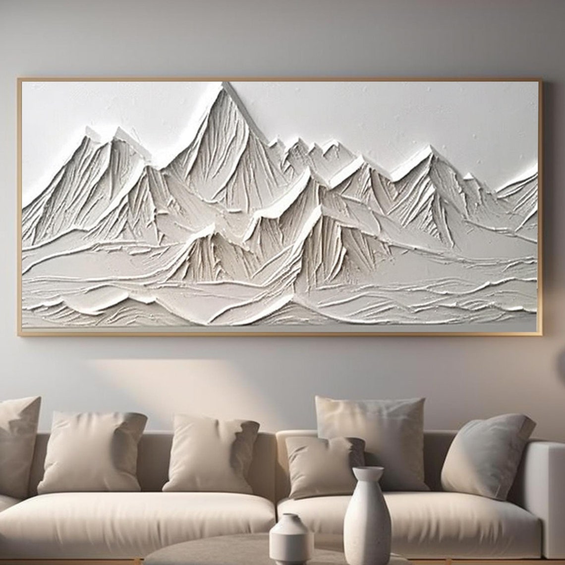 Original White Mountain Painting Abstract Hand Painted 3d Mountains Painting White Snow Mountain Painting Wall Art Decoration