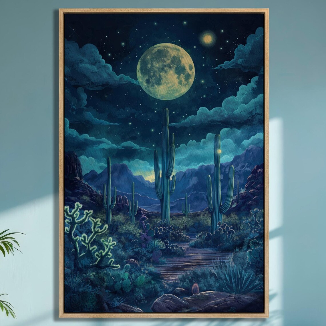 Mystical Moonlit Desert Landscape Art Print