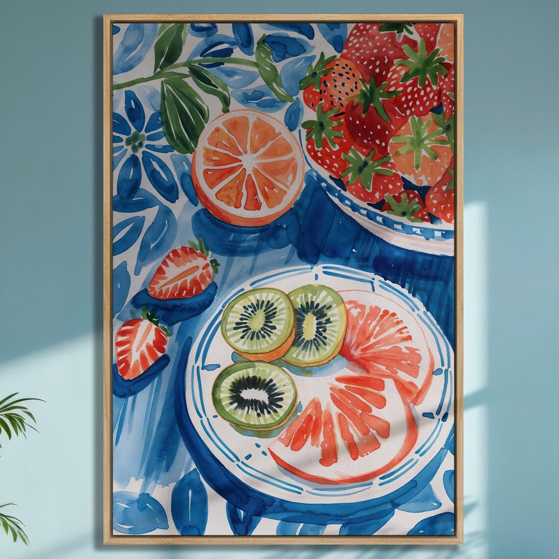 Vivid Fruits On Plates Wall Art Colorful Fruity Delights Painting Print Bright Artwork Kitchen And Dining Room Decor Ready To Hang