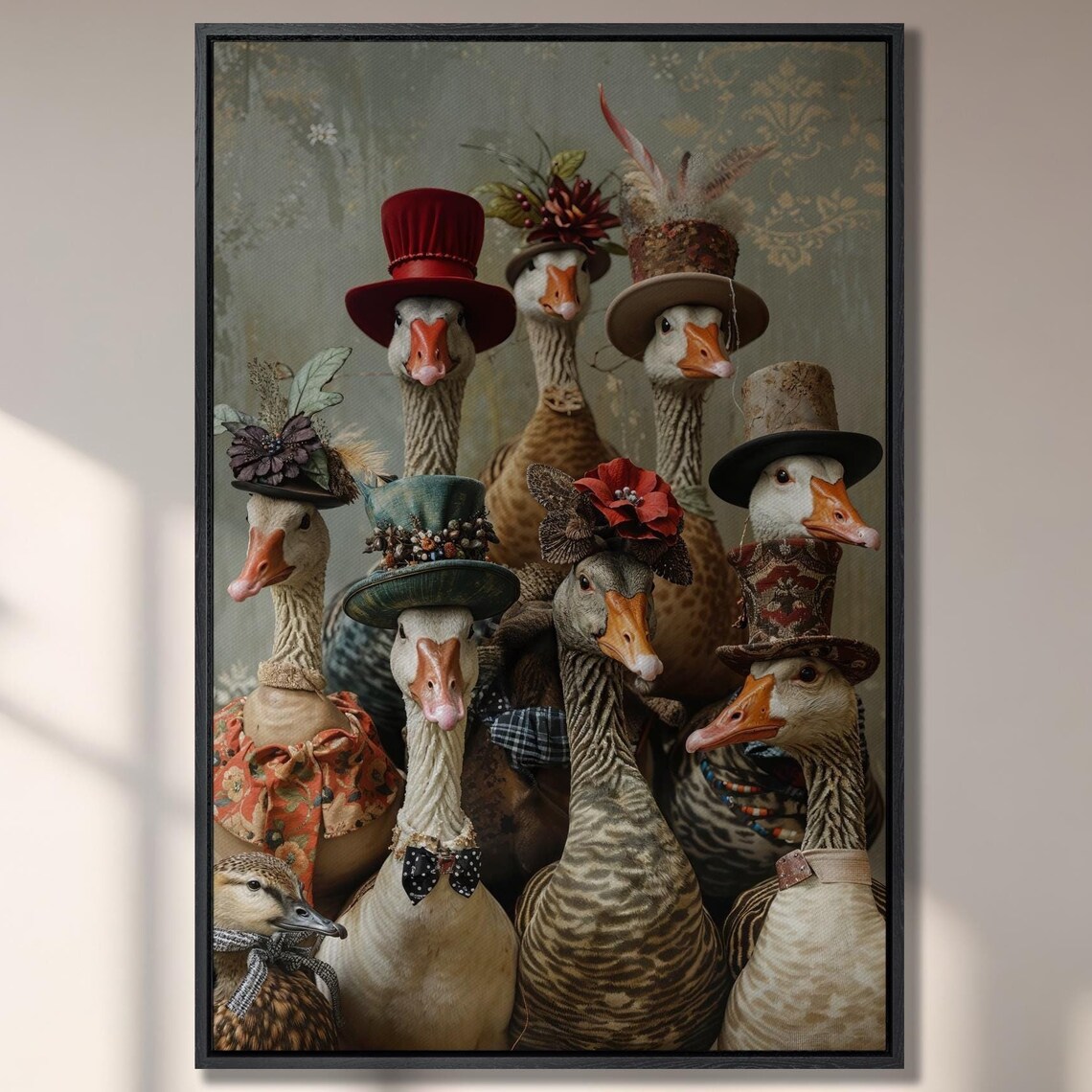 Victorian Geese in Fine Attire, Vintage Poster