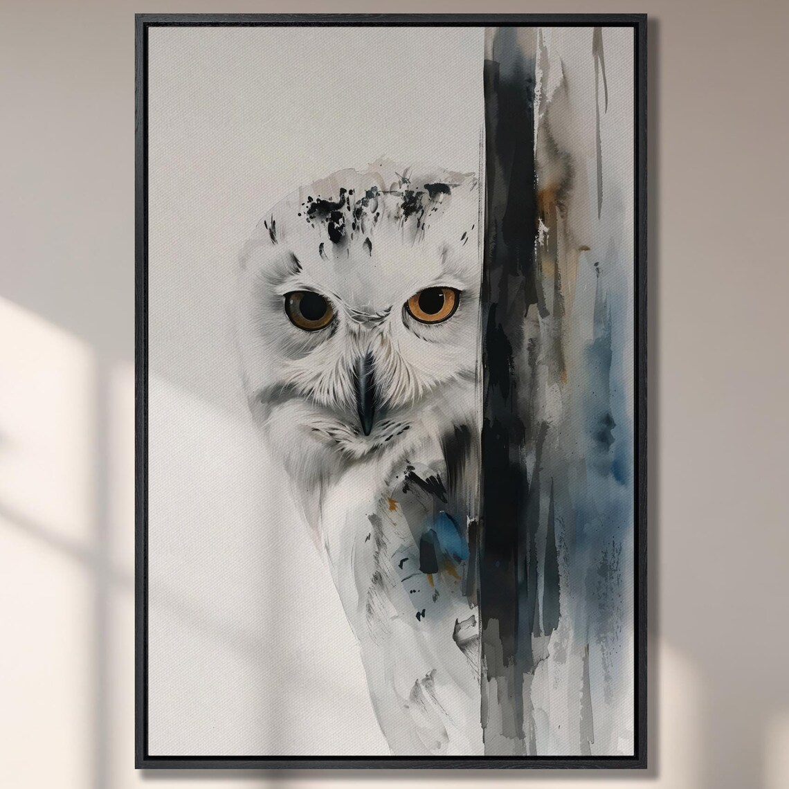 Snowy Owl Minimalist Bird Art Print, Modern Decor