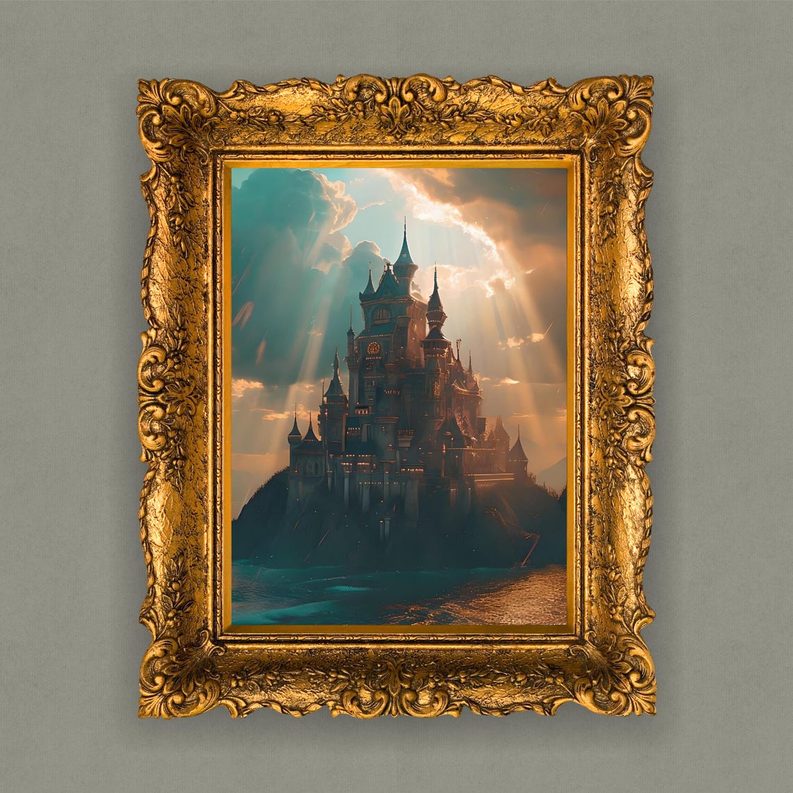 Fantasy Castlecore Gothic Castle Sunbeam Dreamy Cloudscape Poster