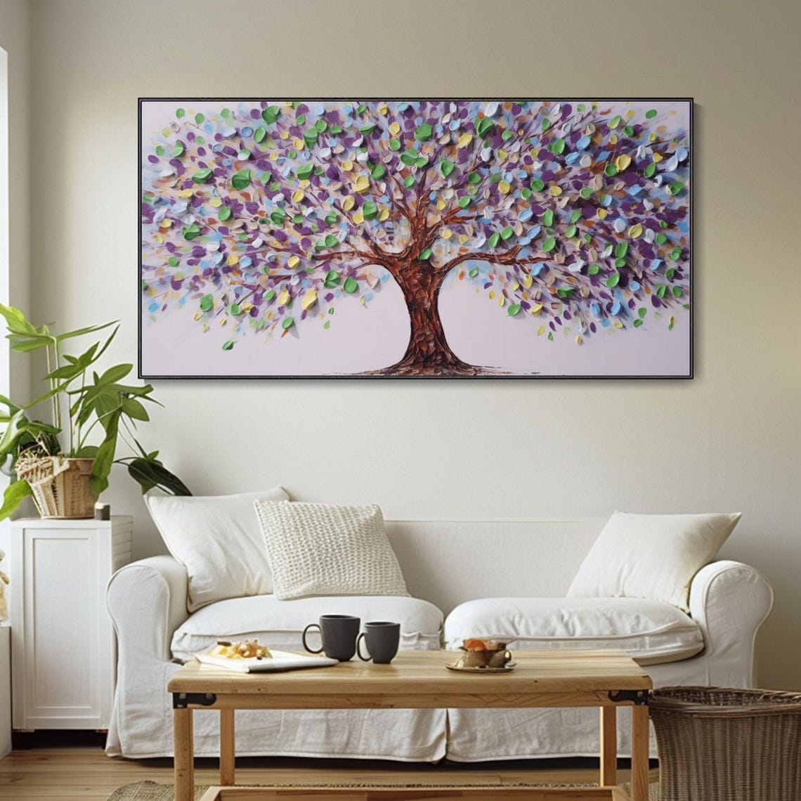 Purple Green Blossom Tree White Background Whimsical Modern Poster - Image 4