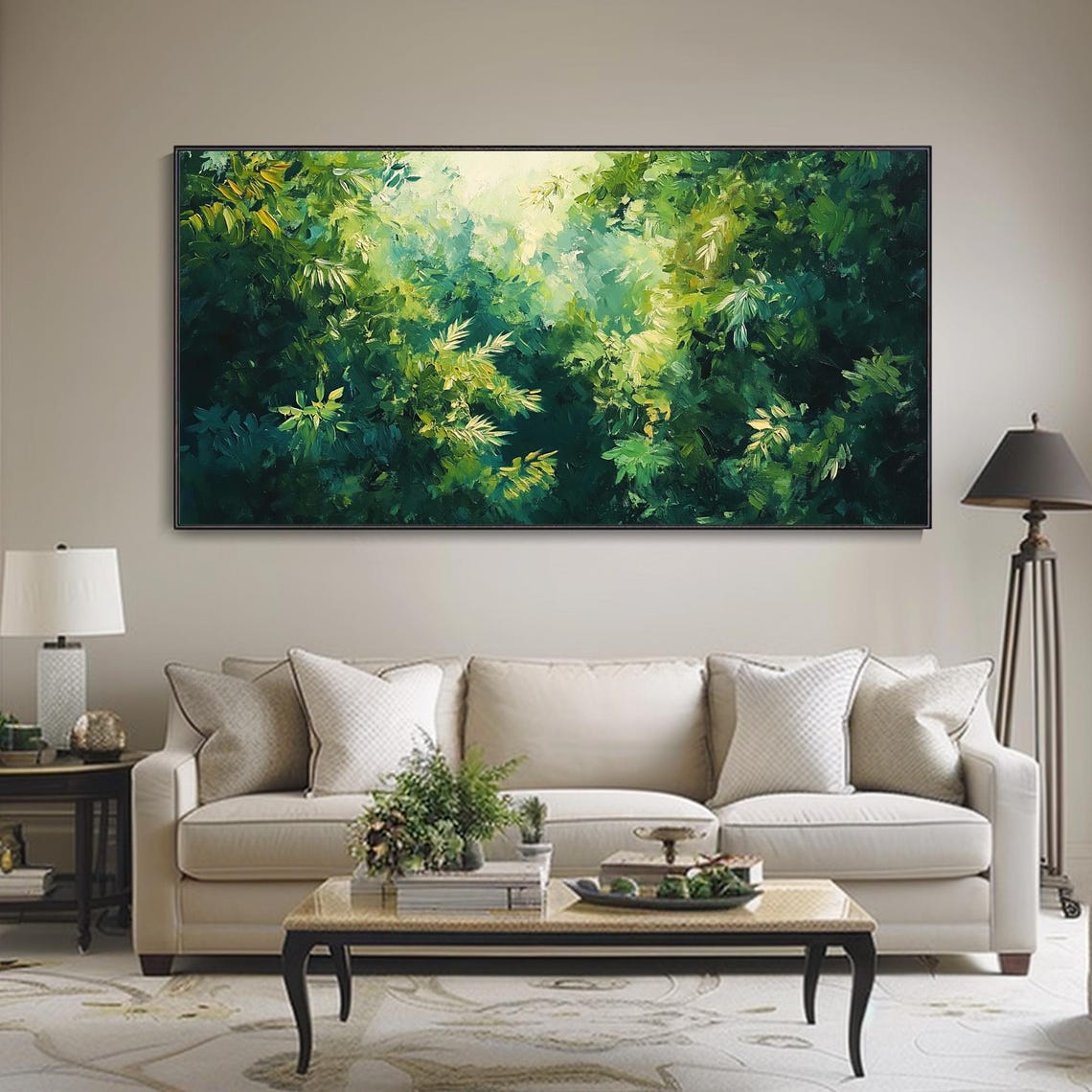 Lush Green Forest Canopy Sunlight Dense Foliage Nature Art Poster - Image 3