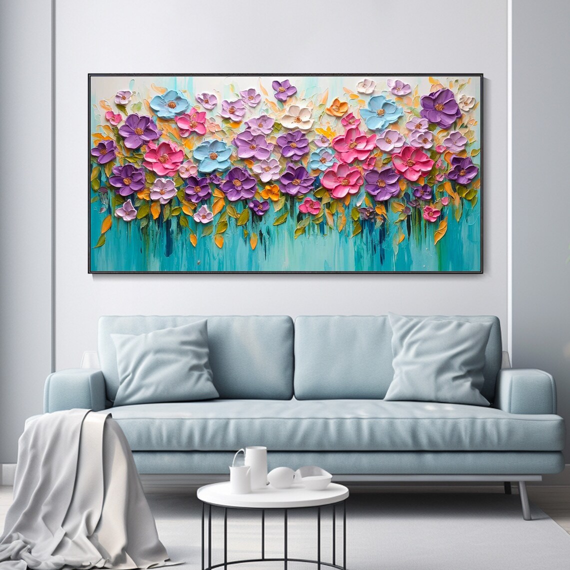 Abstract Colorful Flowers, Textured Oil Painting Wall Art - Image 2
