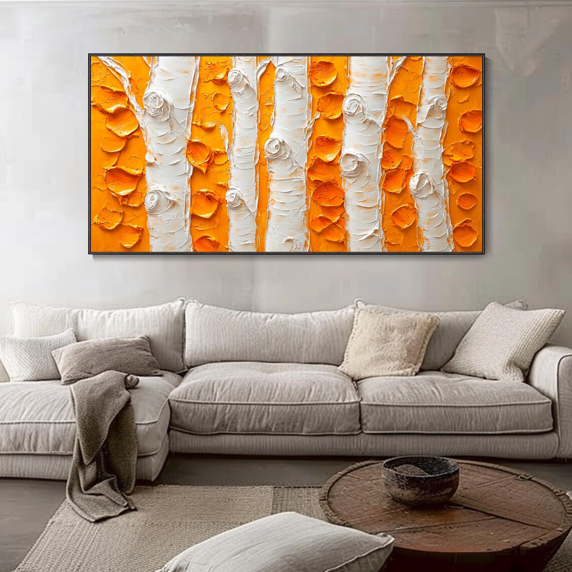 Original Large Birch Forest Oil Painting Thick Texture Hand Abstract Spring Forest Art Modern Landscape Wall Decor New Home Mural - Image 4