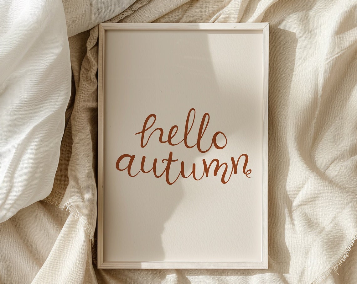 Hello Autumn Poster Fall Printables Wall Art Hello Fall Sign Neutral Fall Decor Autumn Wall Art Minimalist Fall Decor
