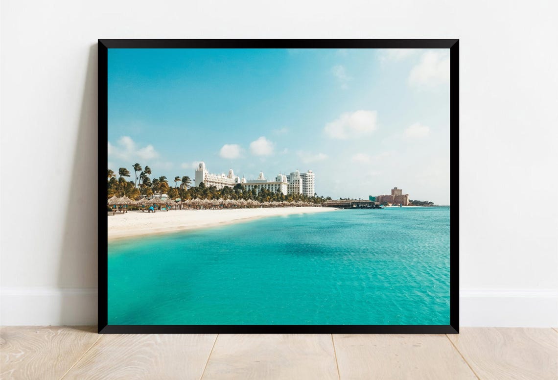 Tropical Resort Beach White Sand Palms Turquoise Lagoon Poster - Image 2
