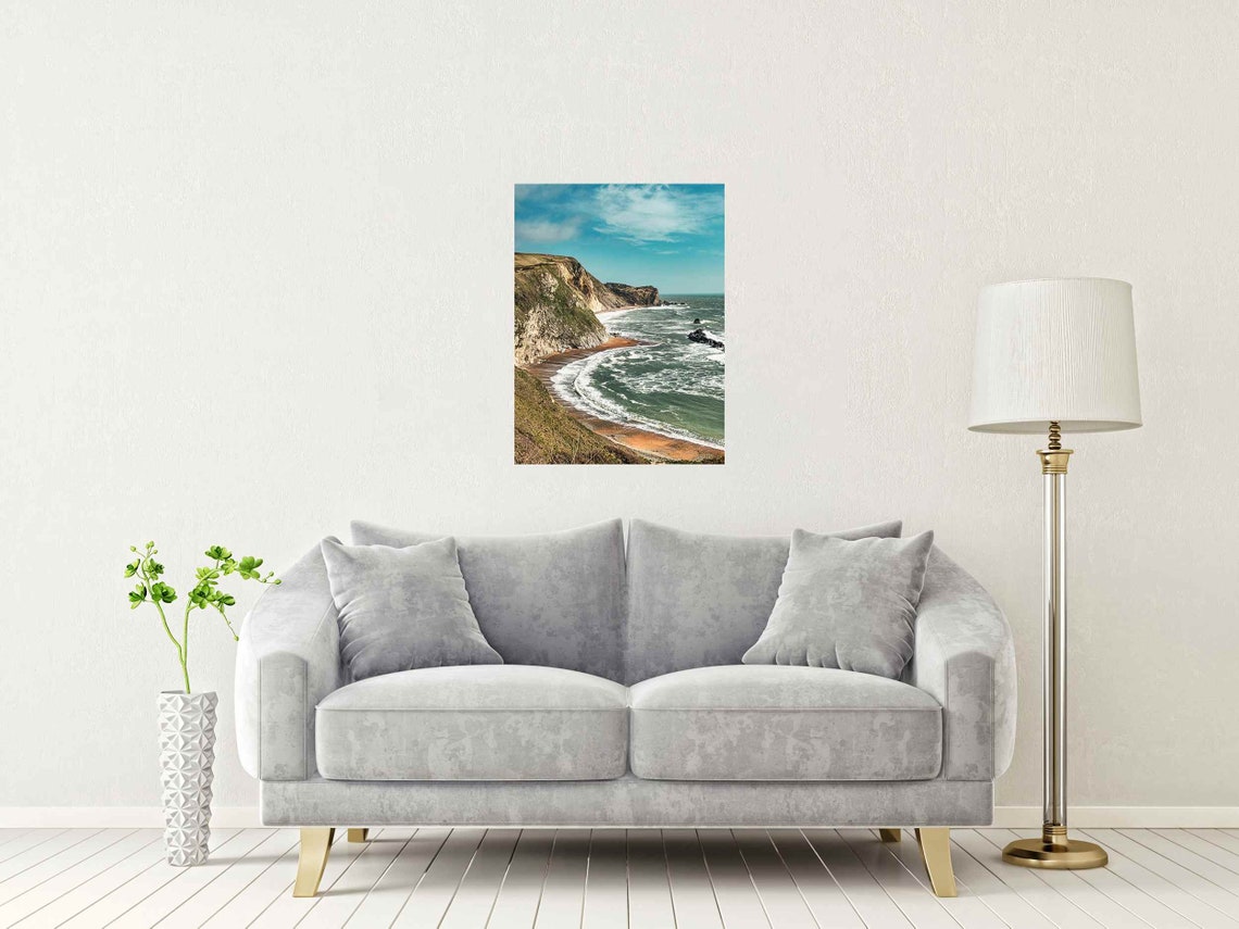 Jurassic Coast Dorset Chalk Cliffs Turquoise Beach Seascape Poster - Image 2