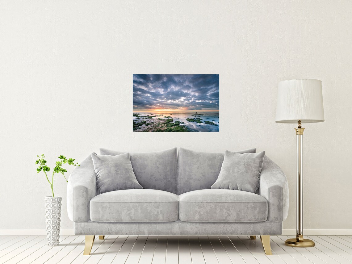 The Naze Beach Walton Essex Sunset Rocky Shore Orange Poster - Image 2