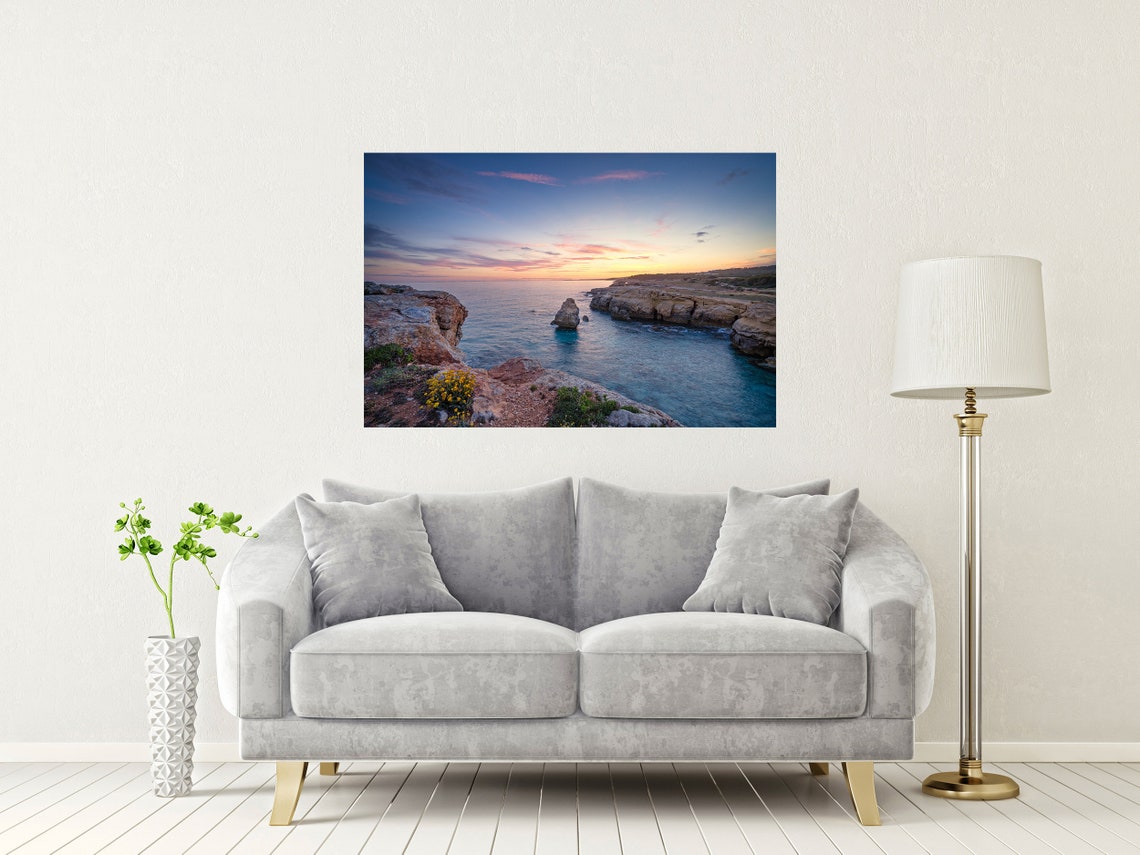 Minorca Sunset Seascape with Rocky Cliffs and Sea Stack Poster - Image 2