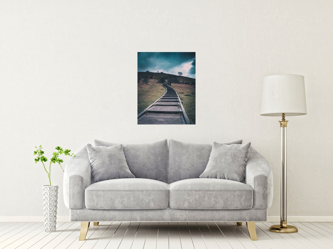 St Catherines Hill Winchester Boardwalk Path Under Stormy Sky Poster - Image 2
