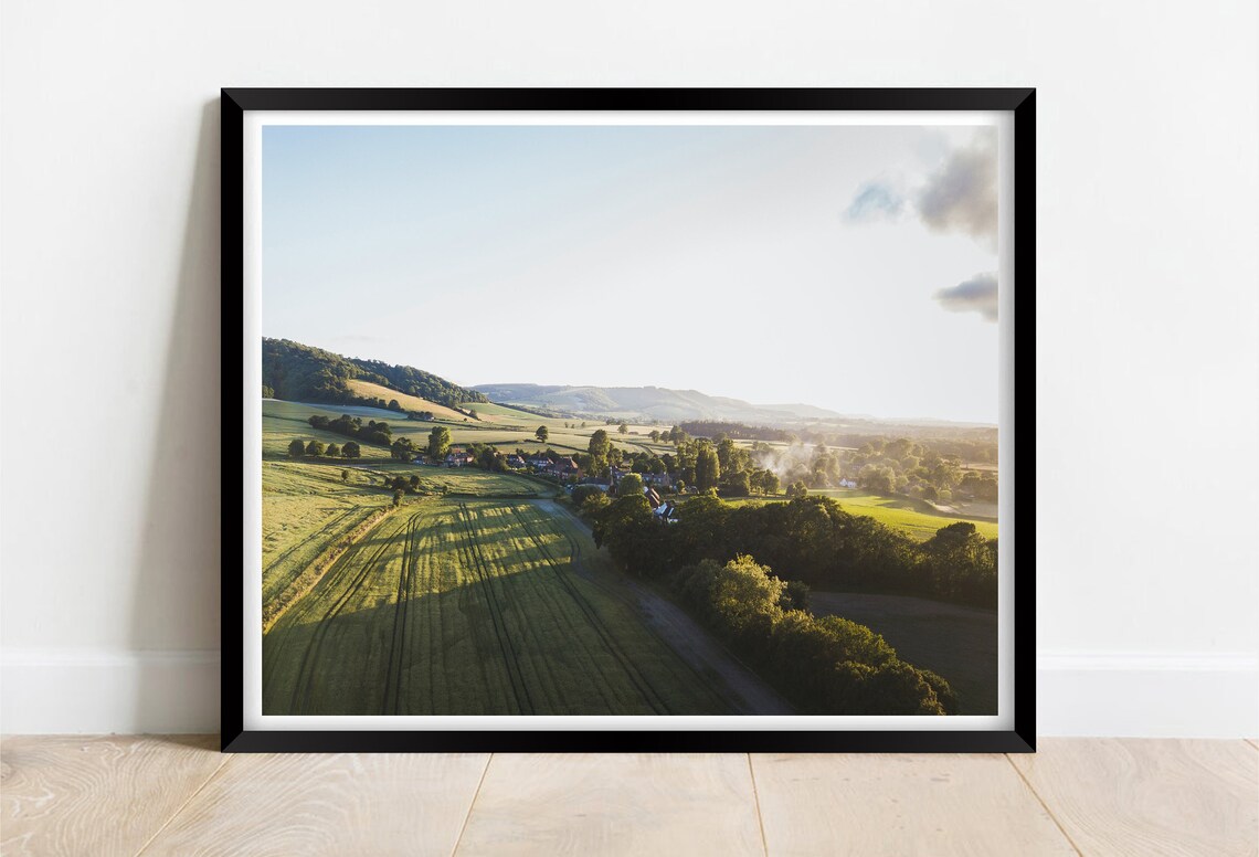 Heyshott South Downs England Golden Morning Over Rolling Green Hills Poster