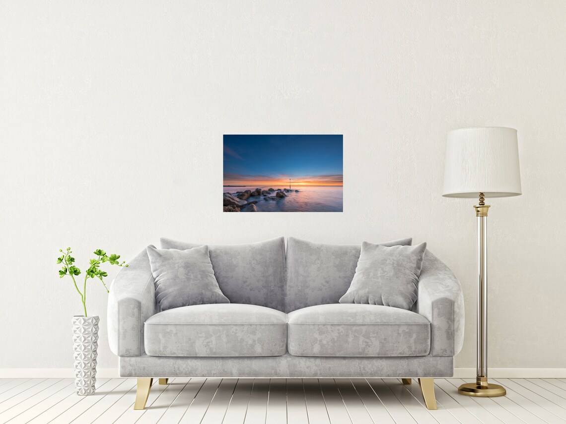 Sandbanks Poole Dorset Sunset Rocky Shore Long Exposure Poster - Image 2