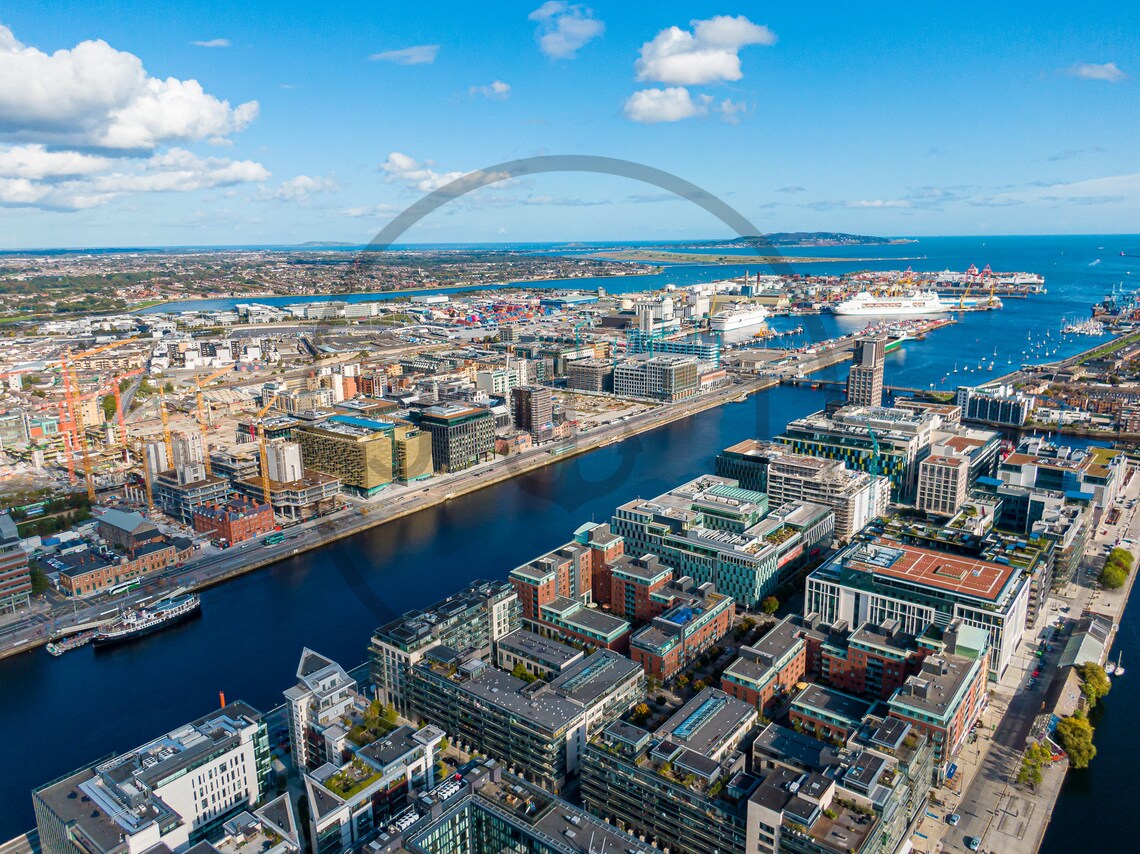 Dublin Ireland Aerial View Of The City And River Port Poster - Image 3