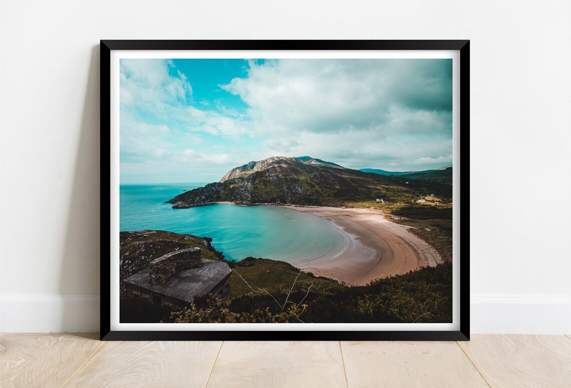 Fort Dunree Donegal Turquoise Bay And Old Stone Fort Ruins Poster