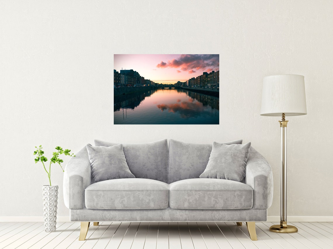 Sunset Over the River Liffey With Glowing Reflections in Dublin Poster - Image 2