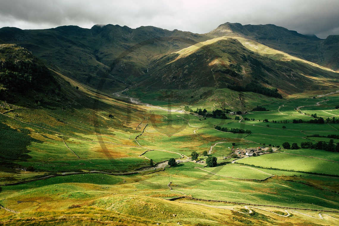 Great Langdale Lake District Green Valley And Mountain Peaks Poster - Image 3