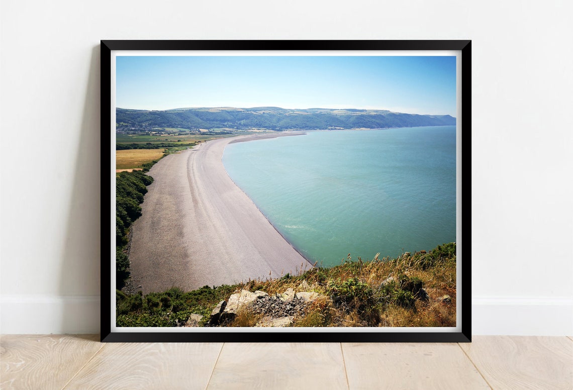 Bossington Beach Porlock Bay Somerset Curved Shingle Shore Print