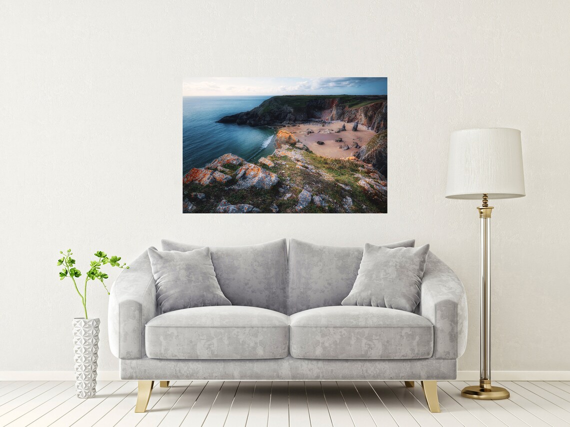 Flimston Bay Pembrokeshire Wales Clifftop Cove Sunset View Poster - Image 2