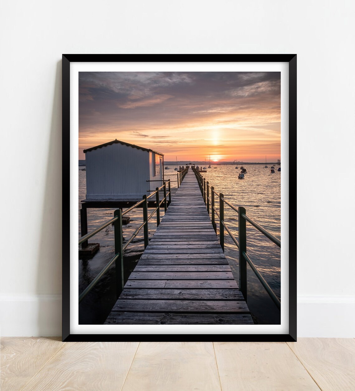 Hardway Pier Gosport Hampshire Sunrise Wooden Jetty Scene Poster
