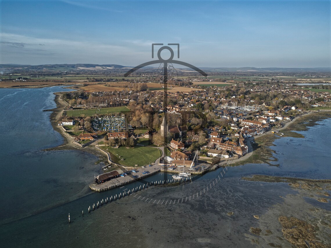 Bosham Harbour West Sussex Aerial Village Shoreline View Poster - Image 3