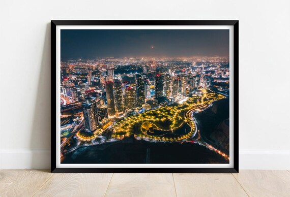Mexico City Night Aerial With Glowing Skyscrapers And Green Park Poster