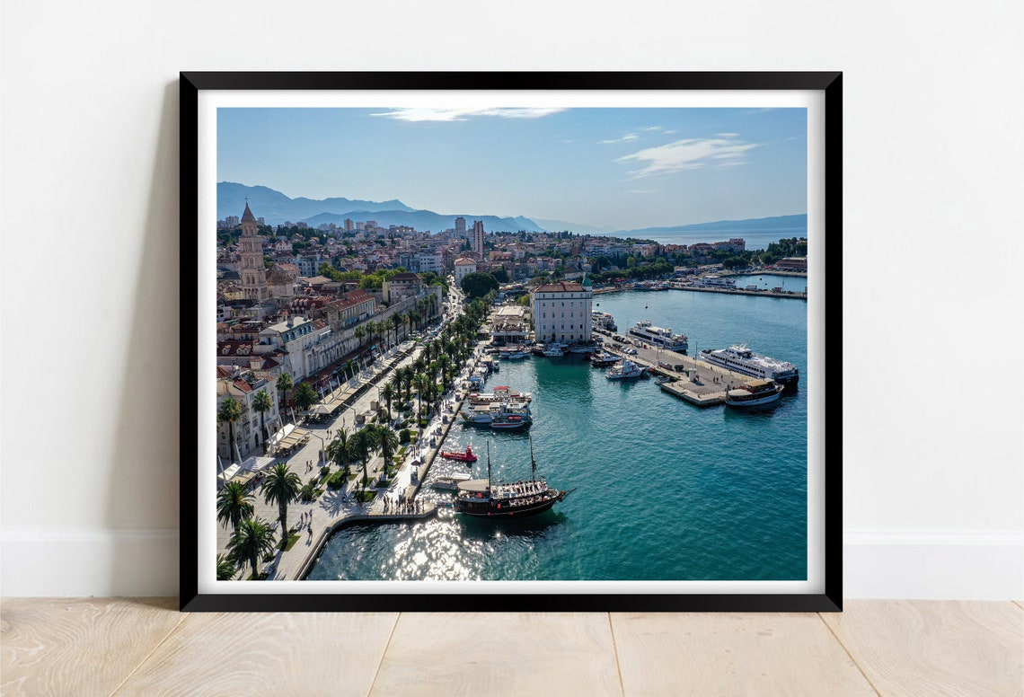 Split Croatia Dalmatia Harbour Waterfront Aerial View Poster