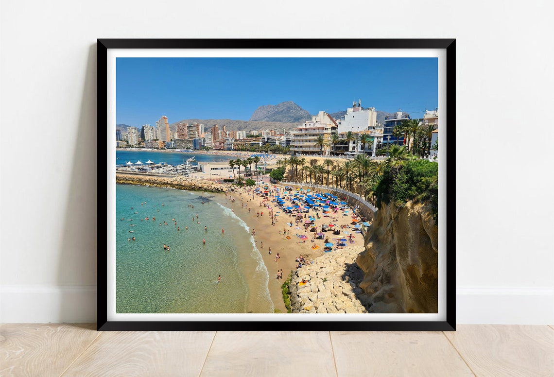 Lively City Beach Skyline Marina Turquoise Water Summer Day Poster