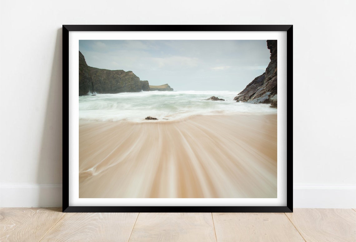 Whipsiderry Beach Cornwall Dramatic Waves Rocky Cliffs Surf Poster
