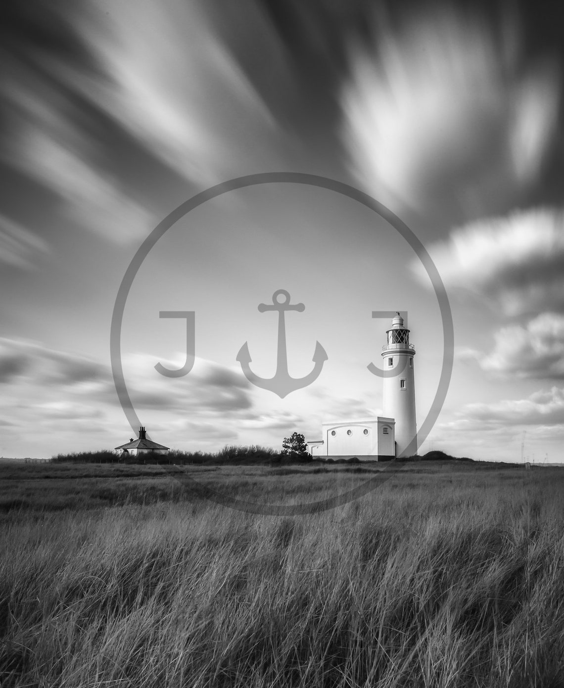 Hurst Castle Lighthouse Long Exposure Black and White Coast Poster - Image 3