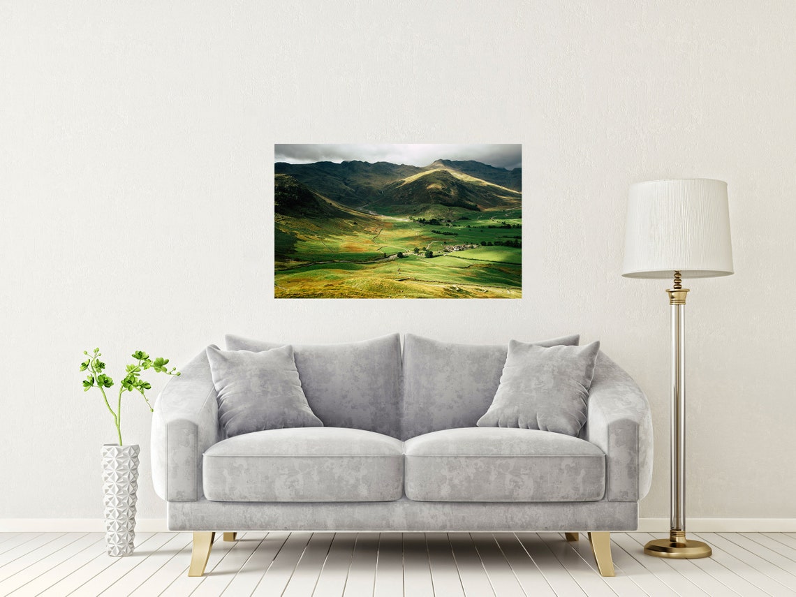 Great Langdale Lake District Green Valley And Mountain Peaks Poster - Image 2