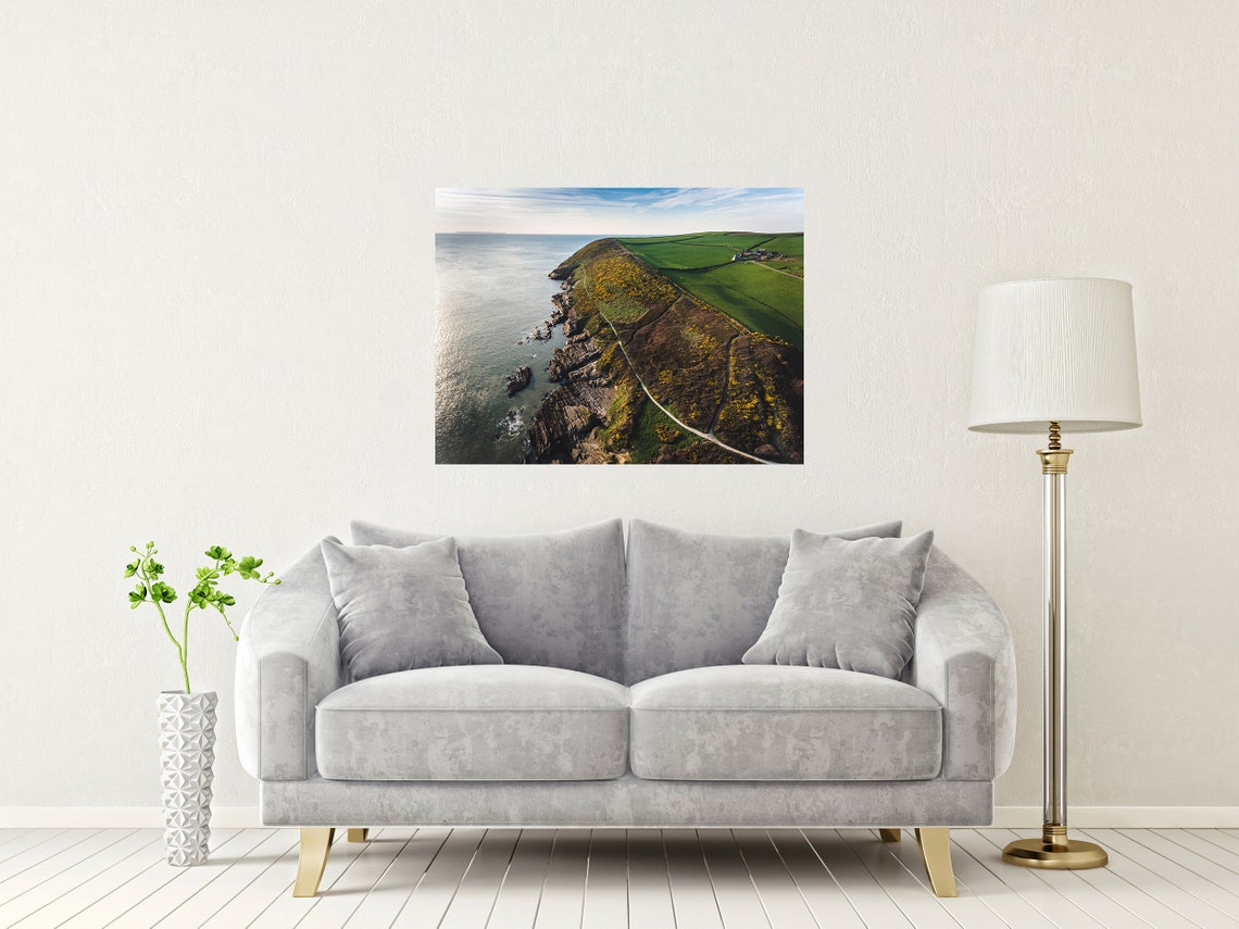 Croyde Beach North Devon Cliffs Aerial Coastal Landscape Poster - Image 2