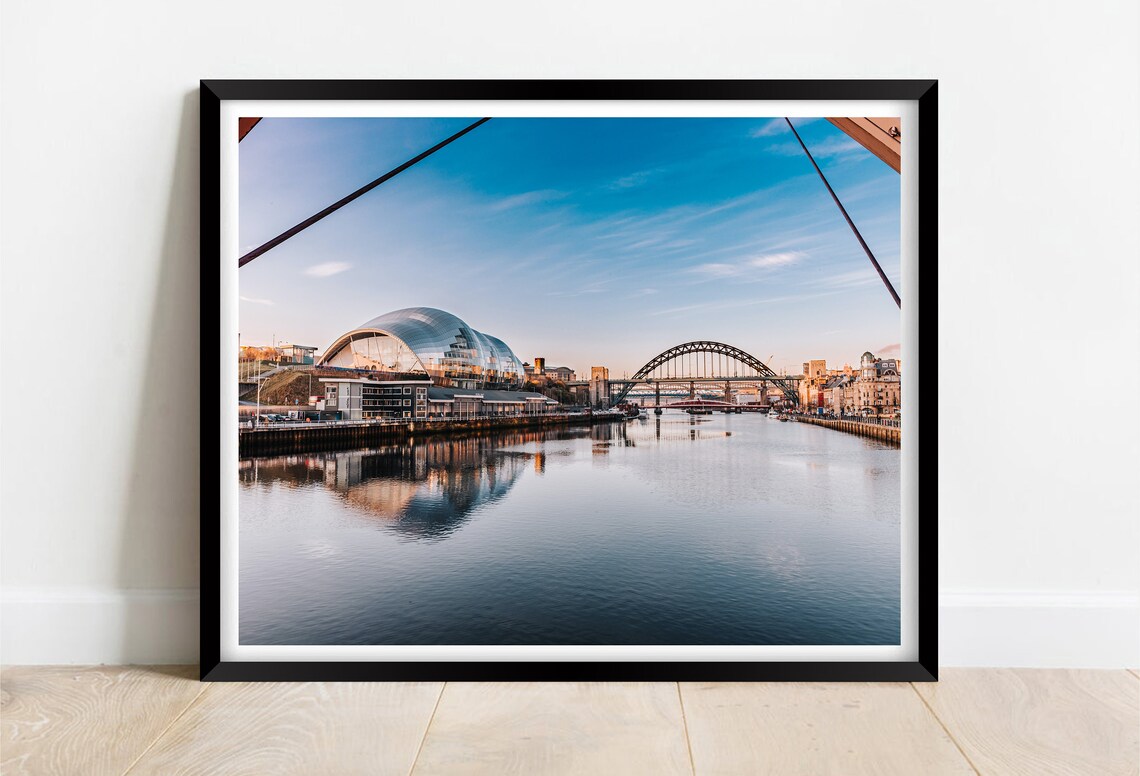 Newcastle Quayside Tyne Bridge Sage Gateshead Sunset View Poster