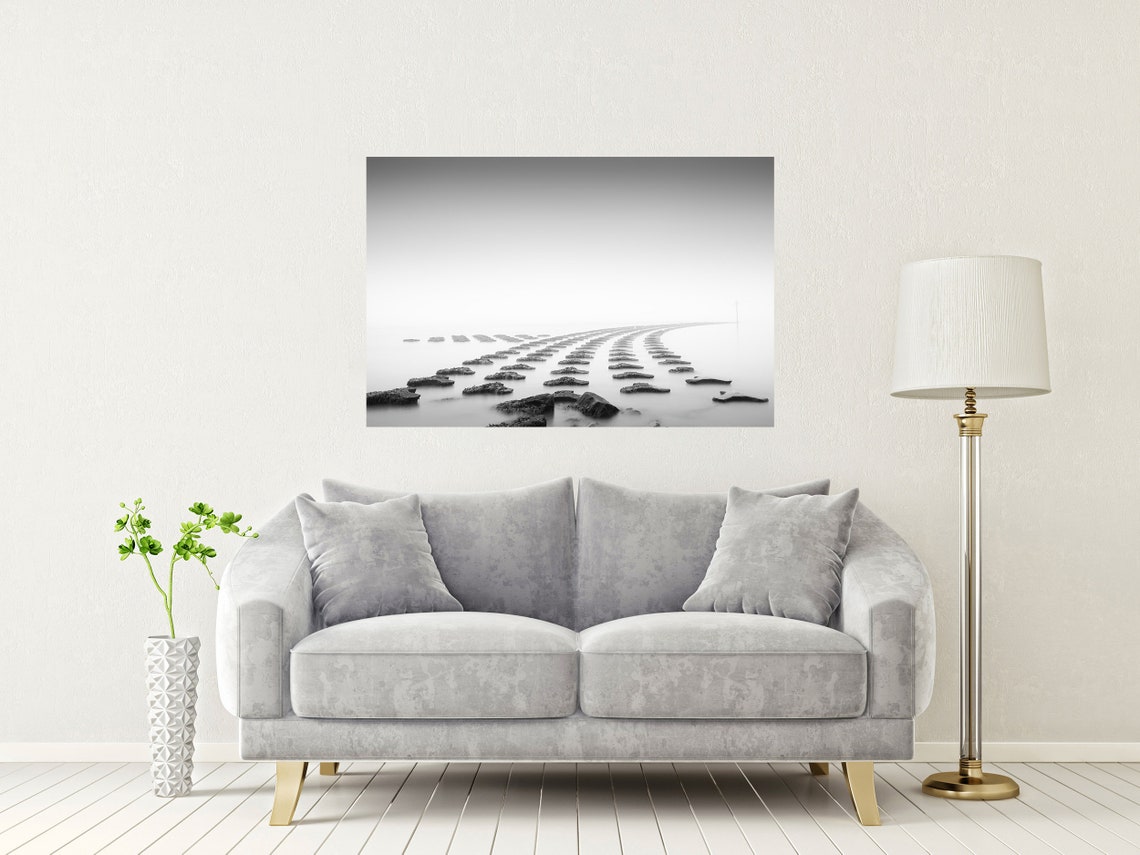 Felixstowe Beach Suffolk Black White Minimal Groyne Sea Poster - Image 2