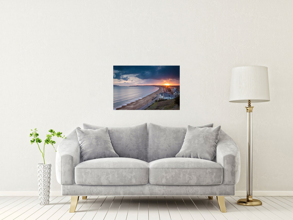 Weymouth Beach Dorset Sunset Curved Bay Seaside Houses Poster - Image 2