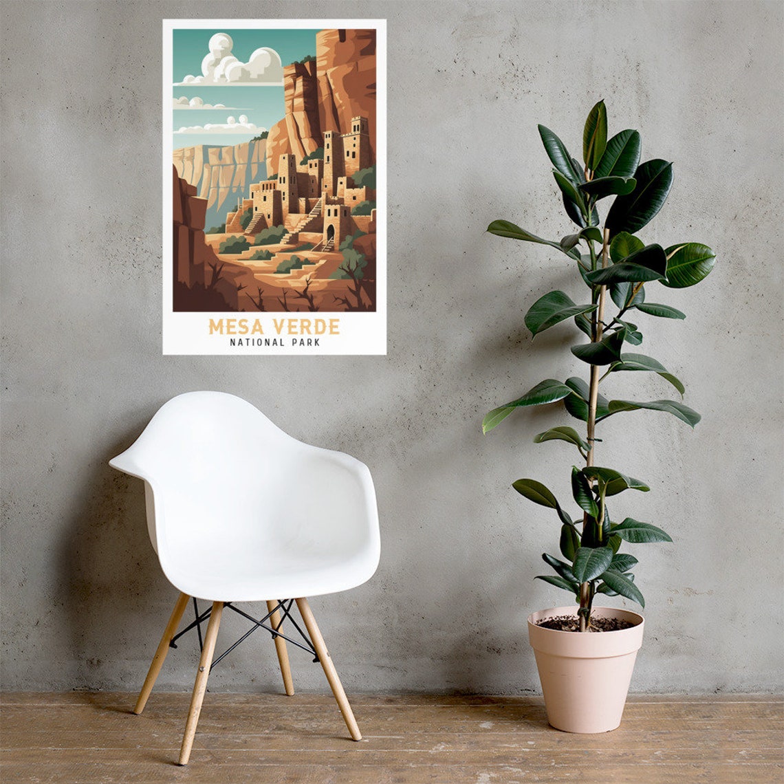 Mesa Verde National Park Ancient Cliff Dwelling Vintage Travel Poster - Image 2