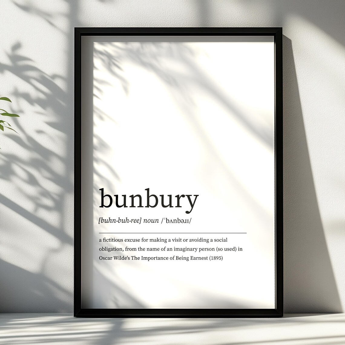 Bunbury Definition Oscar Wilde Literary Minimalist Art Poster